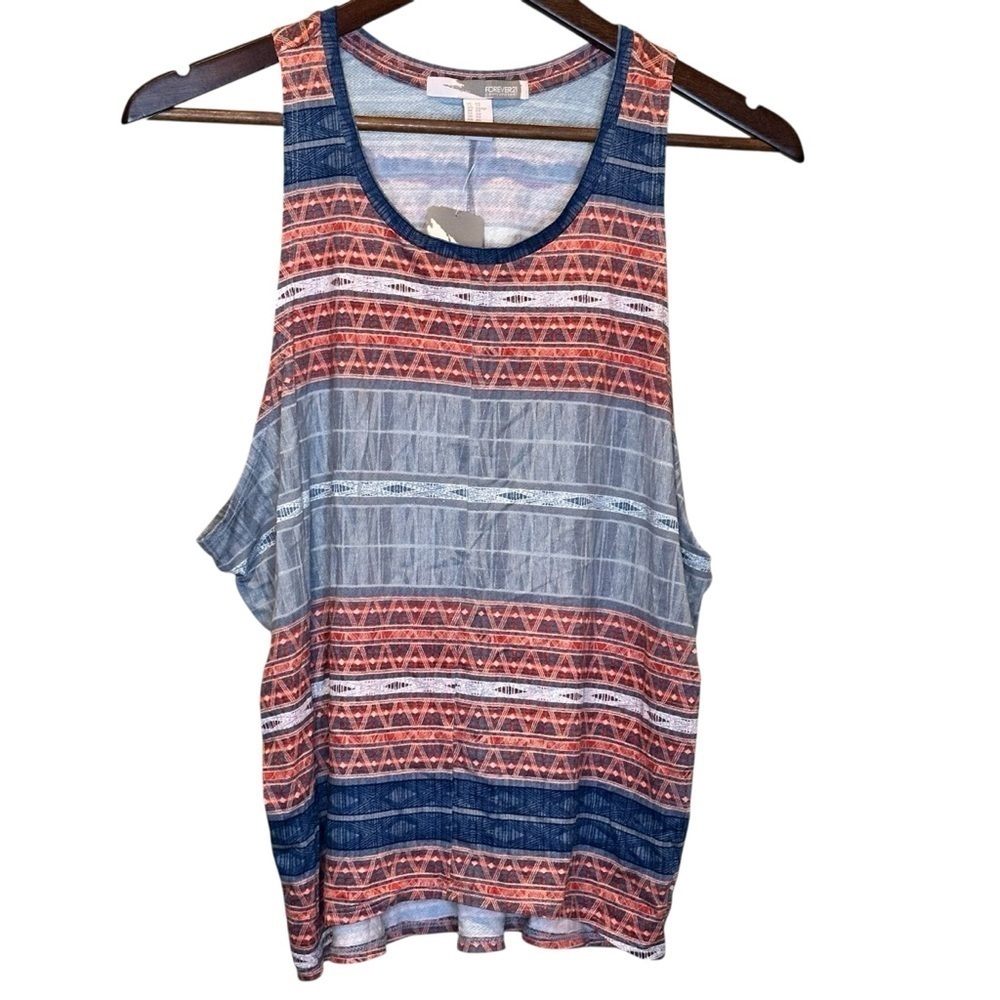 Forever 21 Contemporary Womens XS Multicolor Oversized Patterned Tank Top NEW